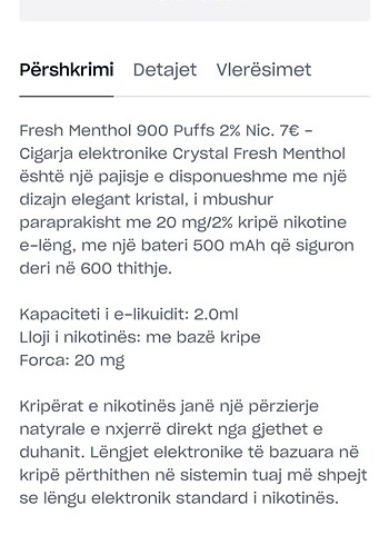 Beden Crystal 600 puff elektronik sigara/nargile