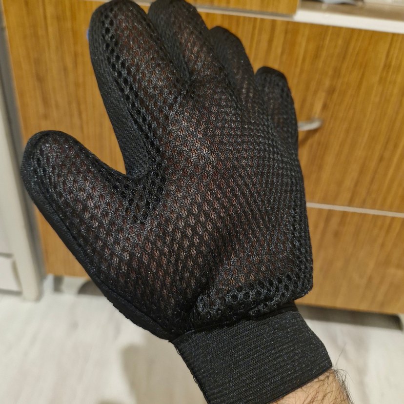 Kedi Tüy Toplama Eldiveni Mavi sağ el - Görsel 2