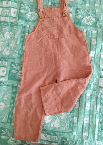 Erkek Çocuk Pembe Keten Bol Kesim Tulum
