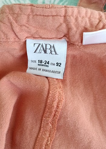 18-24 Ay Beden pembe Renk Erkek Çocuk Pembe Keten Bol Kesim Tulum