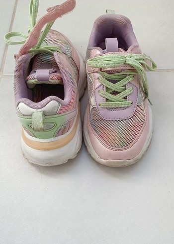 Kız Çocuk Pembe Bağcıklı Renkli Spor Ayakkabı - Görsel 5