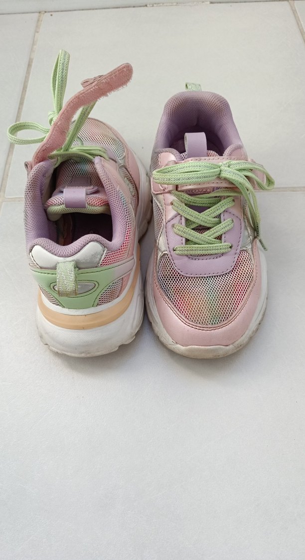 Kız Çocuk Pembe Bağcıklı Renkli Spor Ayakkabı - Görsel 5