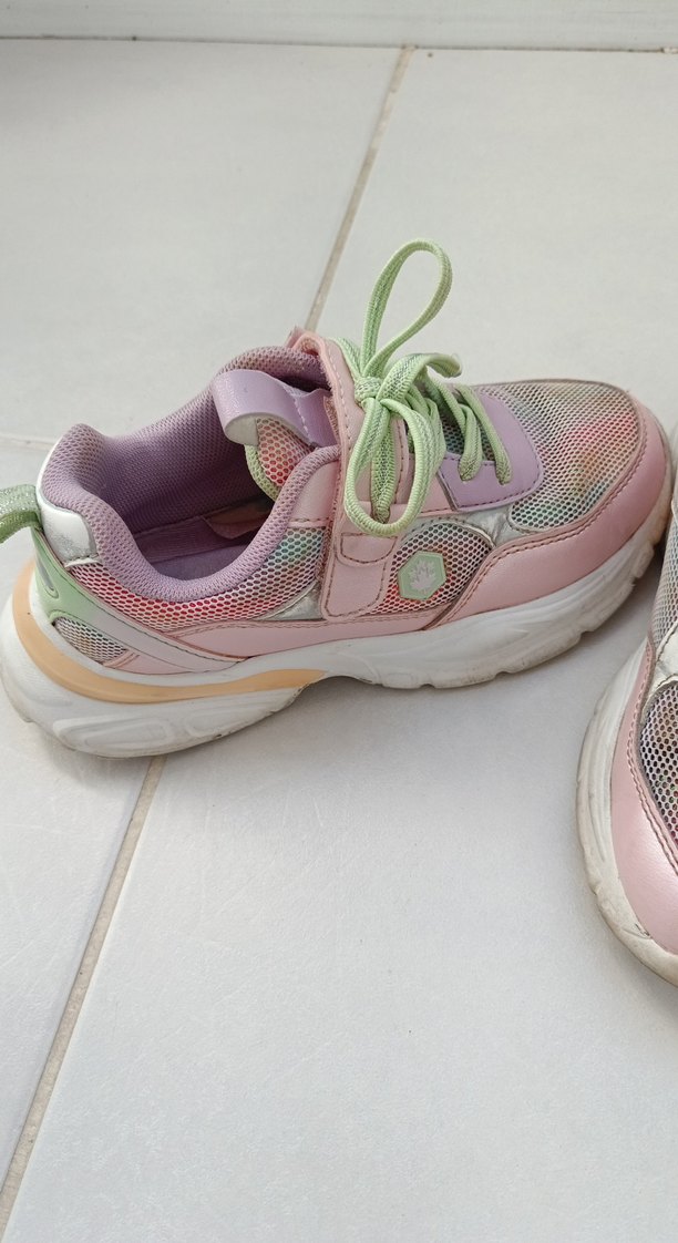 Kız Çocuk Pembe Bağcıklı Renkli Spor Ayakkabı - Görsel 2