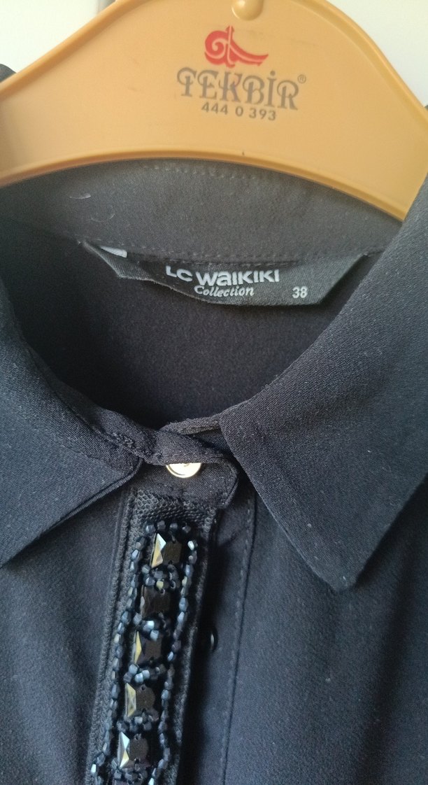 Siyah Parlak Uzun Kollu Düğmeli Kadın Tunik - Görsel 4