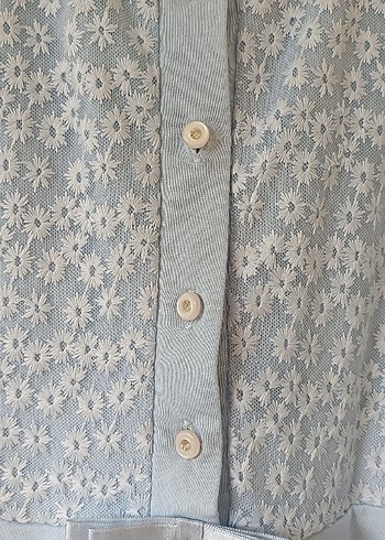 Nakış Detaylı Uzun Kollu Mavi Hamile Gecelik - Görsel 3