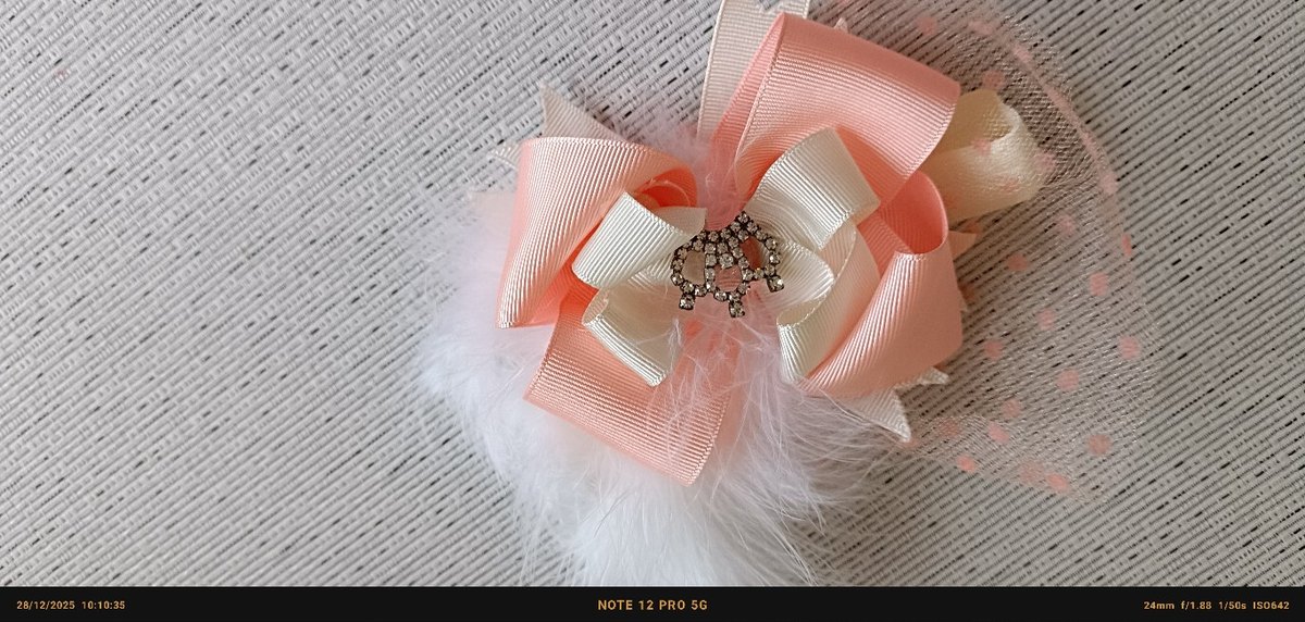 Nakışlı Pembe Fiyonk Saç aksesuarı - Görsel 3