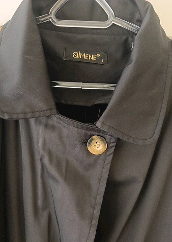 Düğmeli Uzun siyah Kadın Trençkot - Görsel 2