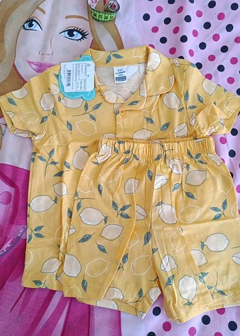 Sarı Baskılı erkek Bebek Pijama Takımı