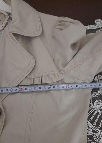 Düğmeli Bej kız çocuk Trençkot - Görsel 4