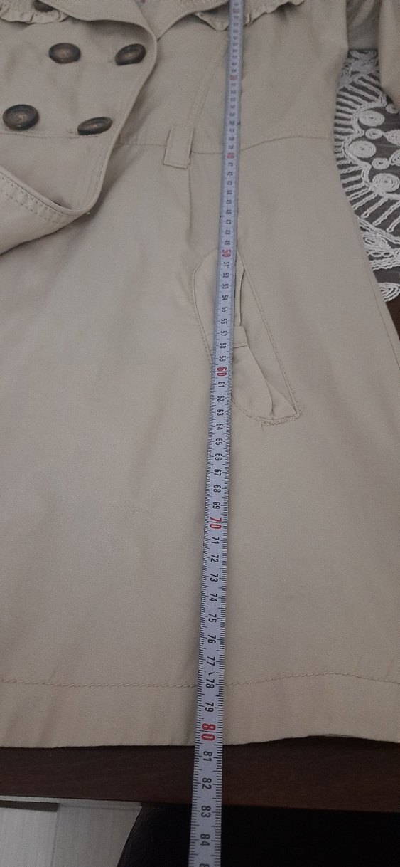 Düğmeli Bej kız çocuk Trençkot - Görsel 3