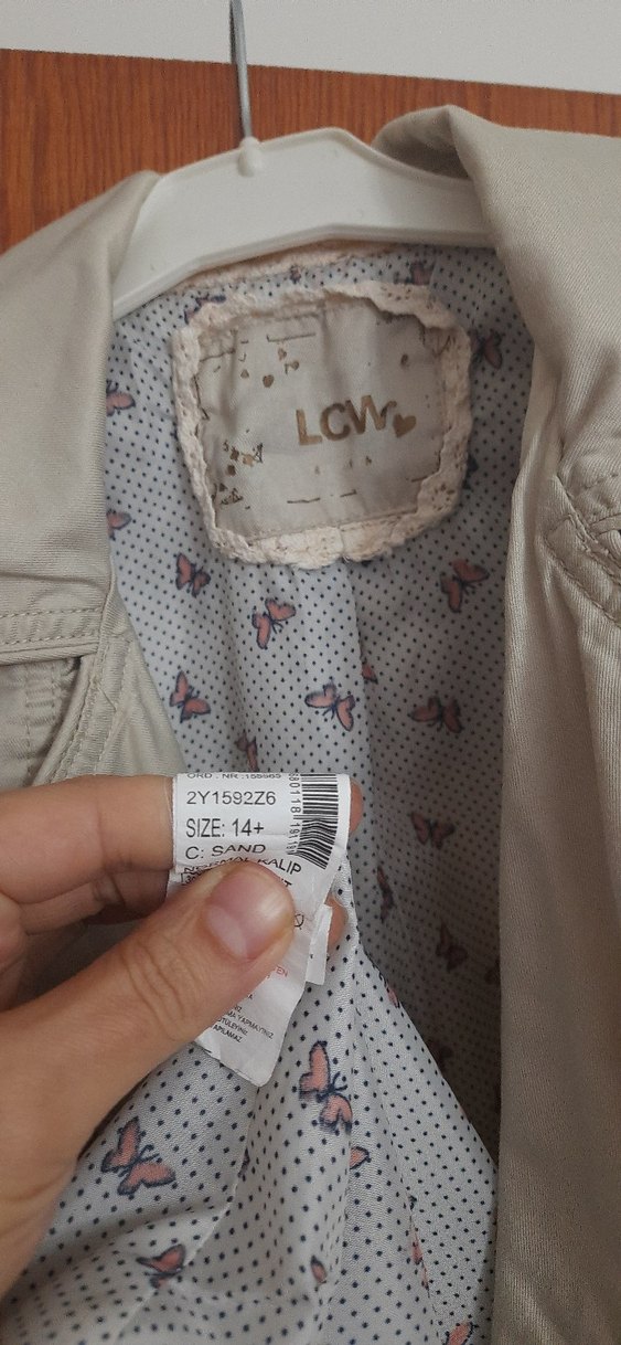 Düğmeli Bej kız çocuk Trençkot - Görsel 5