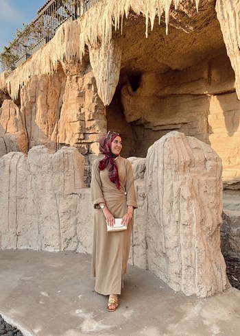 Bohem Tarzı Uzun Keten Elbise, Camel Renk