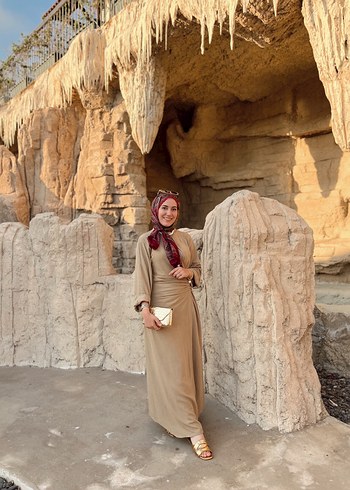 Zara Bohem Tarzı Uzun Keten Elbise, Camel Renk