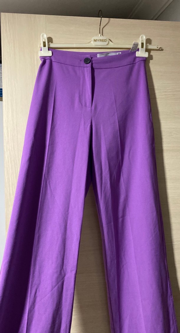 Mor bol Kumaş Kadın Pantolon - Görsel 3
