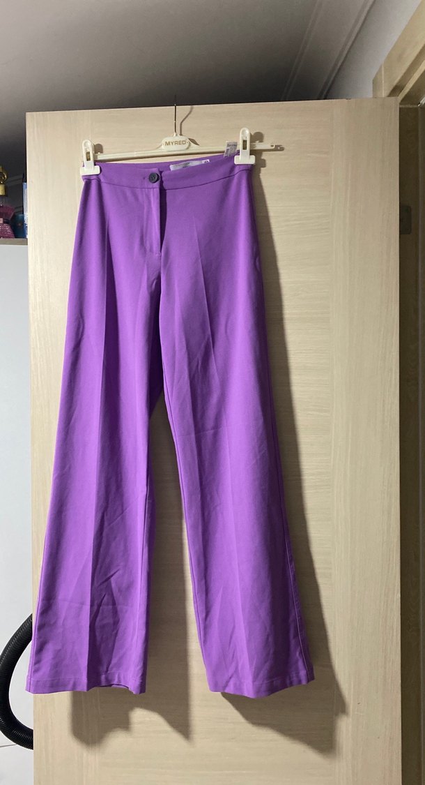 Mor bol Kumaş Kadın Pantolon - Görsel 4