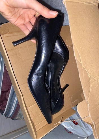 Siyah Yılan Desenli Topuklu Ayakkabı - Görsel 4