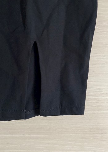 Siyah düz yaka İnce Askılı yırtmaçlı mini elbise - Görsel 2