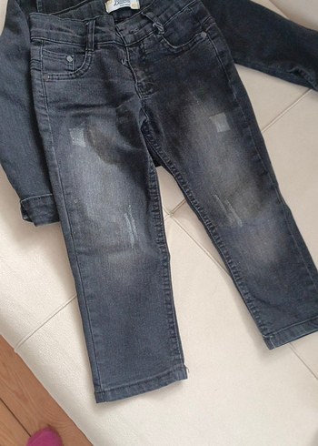 Gri Regular Fit Çocuk Kot Takım - Görsel 4