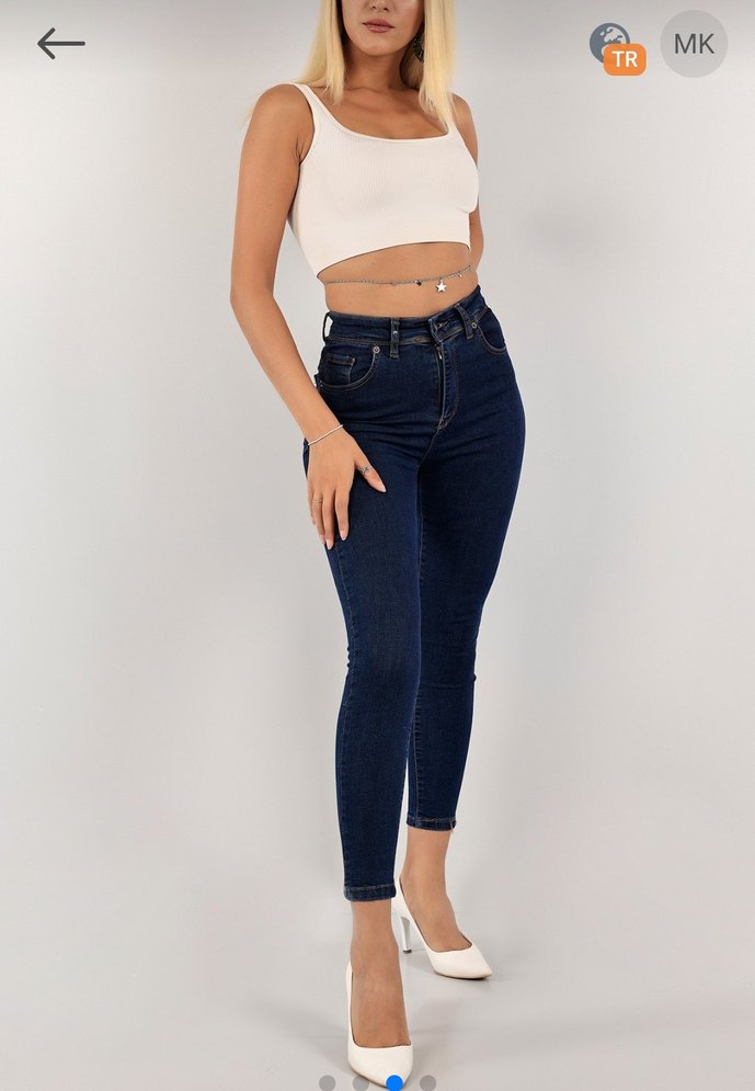 Kadın Lacivert Kemerli Dar Kesim Jean - Görsel 2