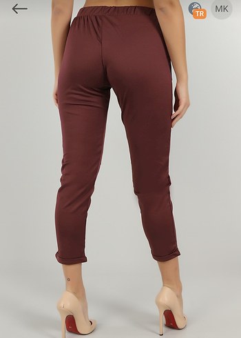 Bordo Şık Kadın Kumaş Pantolon - Görsel 2