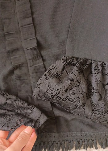 Nakışlı Siyah Bohem Kadın Bluz - Görsel 5