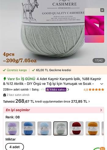 Beden turkuaz Renk Kaşmir yumaklar