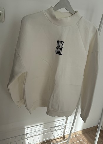 xl Beden beyaz Renk Beyaz Baskılı Pamuklu Sweatshirt