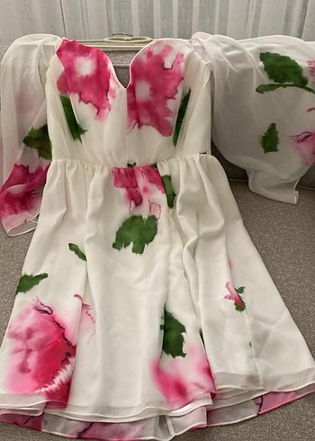 Pembe Batik Desenli Bohem elbise - Görsel 3