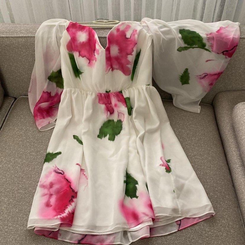 Pembe Batik Desenli Bohem elbise - Görsel 3