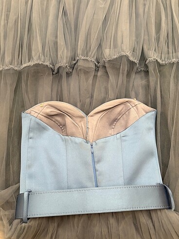 Kalp yaka tarlantalı da tarlatansızda giymeye uygun abiye - Görsel 4