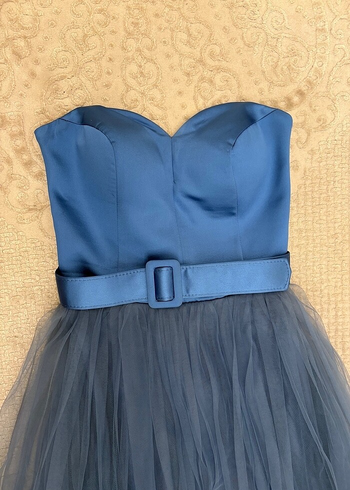 Kalp yaka tarlantalı da tarlatansızda giymeye uygun abiye - Görsel 2