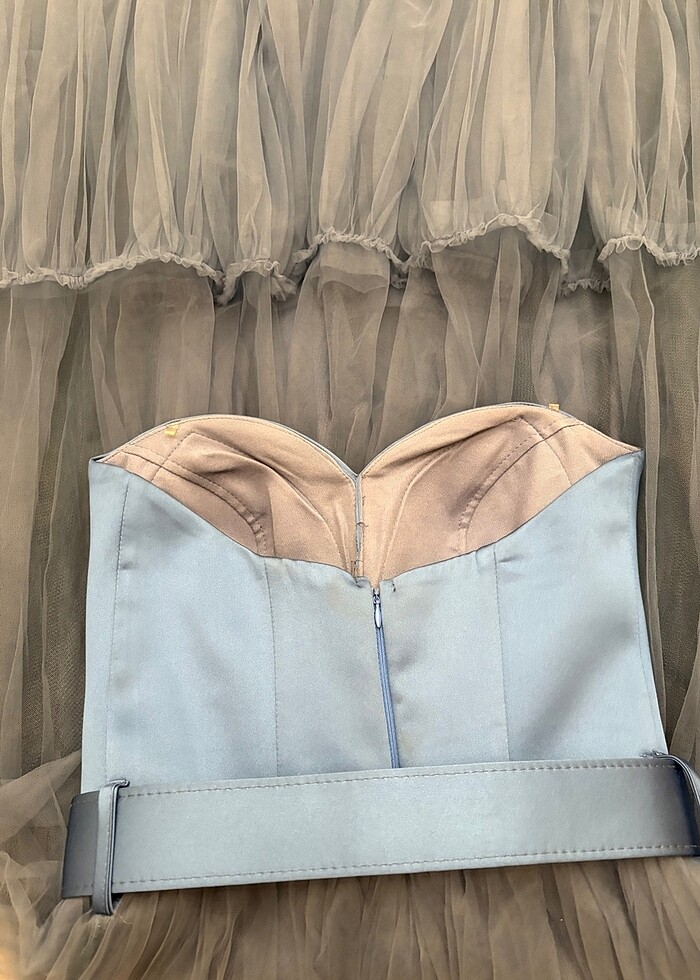 Kalp yaka tarlantalı da tarlatansızda giymeye uygun abiye - Görsel 4