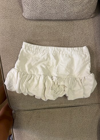 Beyaz Keten Fırfırlı Mini Etek zara mini