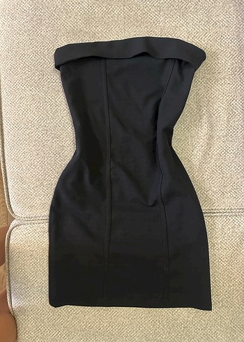 Siyah Straplez Mini Elbise bershka