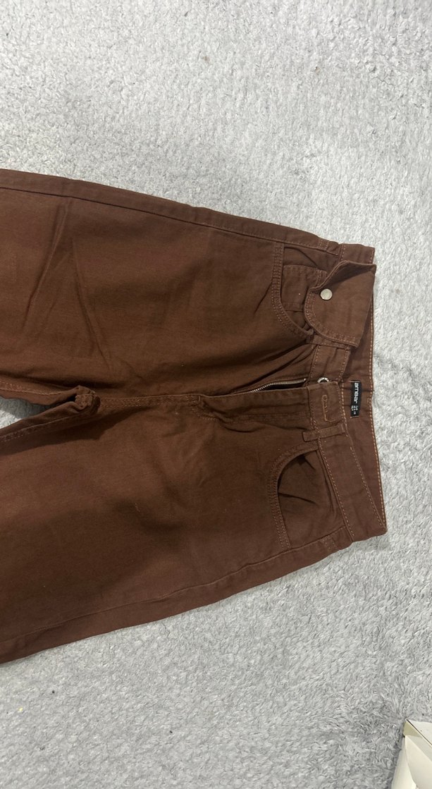 Kahverengi Süet Midi Kadın Jean - Görsel 4