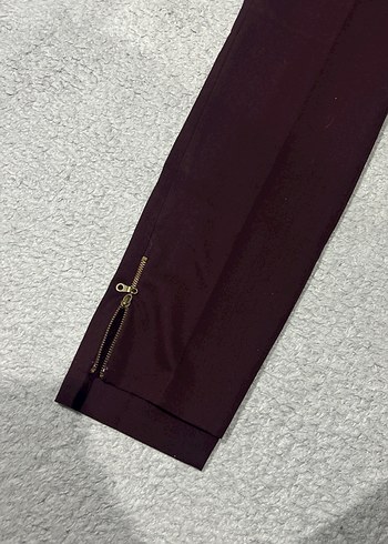 Bordo Kadın Kumaş Pantolon Fermuarlı - Görsel 3
