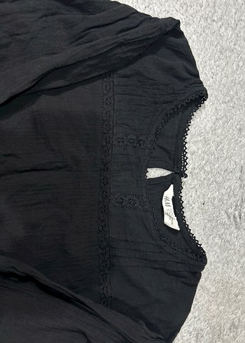 Siyah Uzun Kollu Basic Keten Bluz 12-13 yaş - Görsel 2