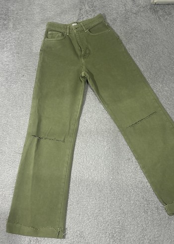 Kadın Haki Süet Regular Fit Pantolon - Görsel 2