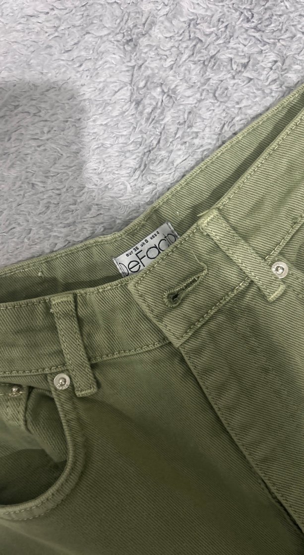 Kadın Haki Süet Regular Fit Pantolon - Görsel 3