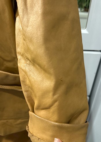 Düğmeli Kahverengi Deri Kadın Ceket - Görsel 4