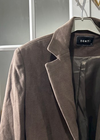 Düğmeli Kahverengi Midi Kadın Keten Ceket - Görsel 2