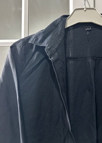 Siyah Düğmeli Midi Denim Kadın Kaban - Görsel 2