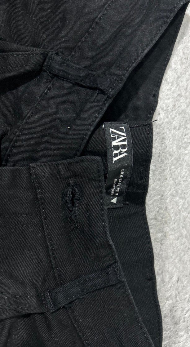 Zara Siyah Rahat Kesim Keten Pantolon - Görsel 2