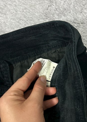 Siyah Süet Düğmeli Kadın Kumaş Pantolon - Görsel 3