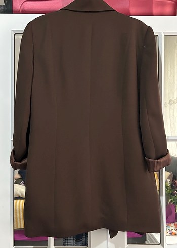 Katre Kahverengi Deri Uzun Kesim Ceket - Görsel 2