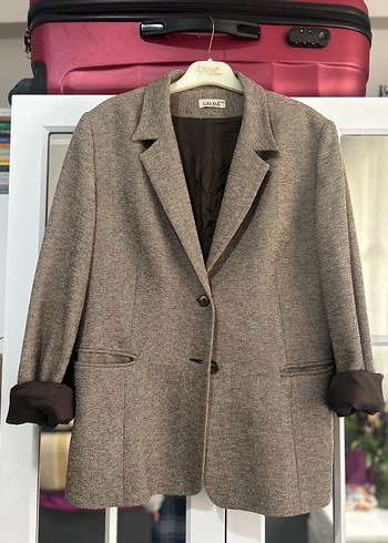 Gilda Gri Uzun Kadın Blazer Ceket - Görsel 3