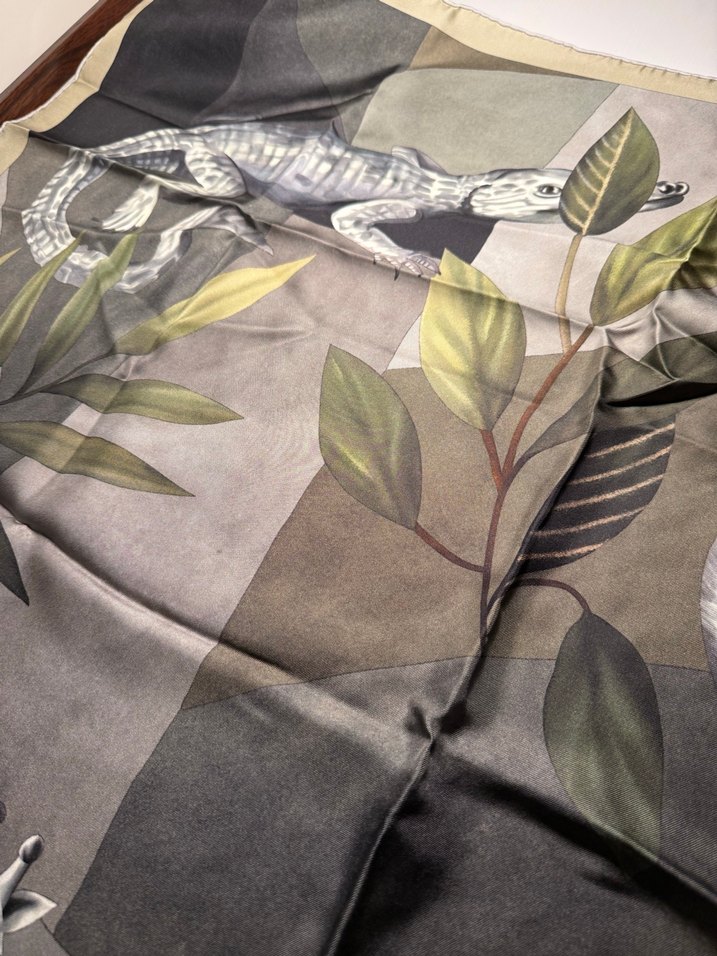 Vakko Yeşil-Gri Desenli Eşarp - Görsel 5