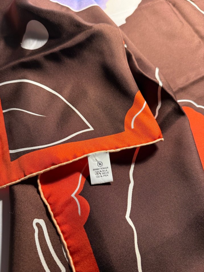 Vakko Kahverengi Çiçekli Eşarp - Görsel 4