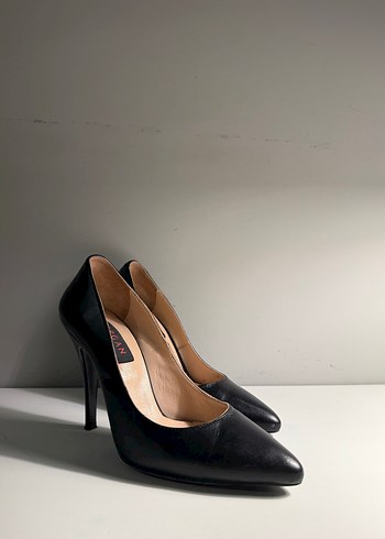 Tergan Siyah Deri Stiletto - Görsel 5