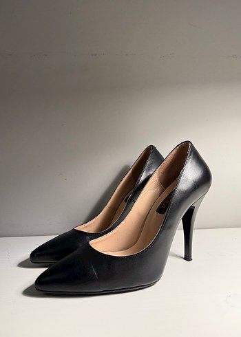 Tergan Siyah Deri Stiletto - Görsel 7